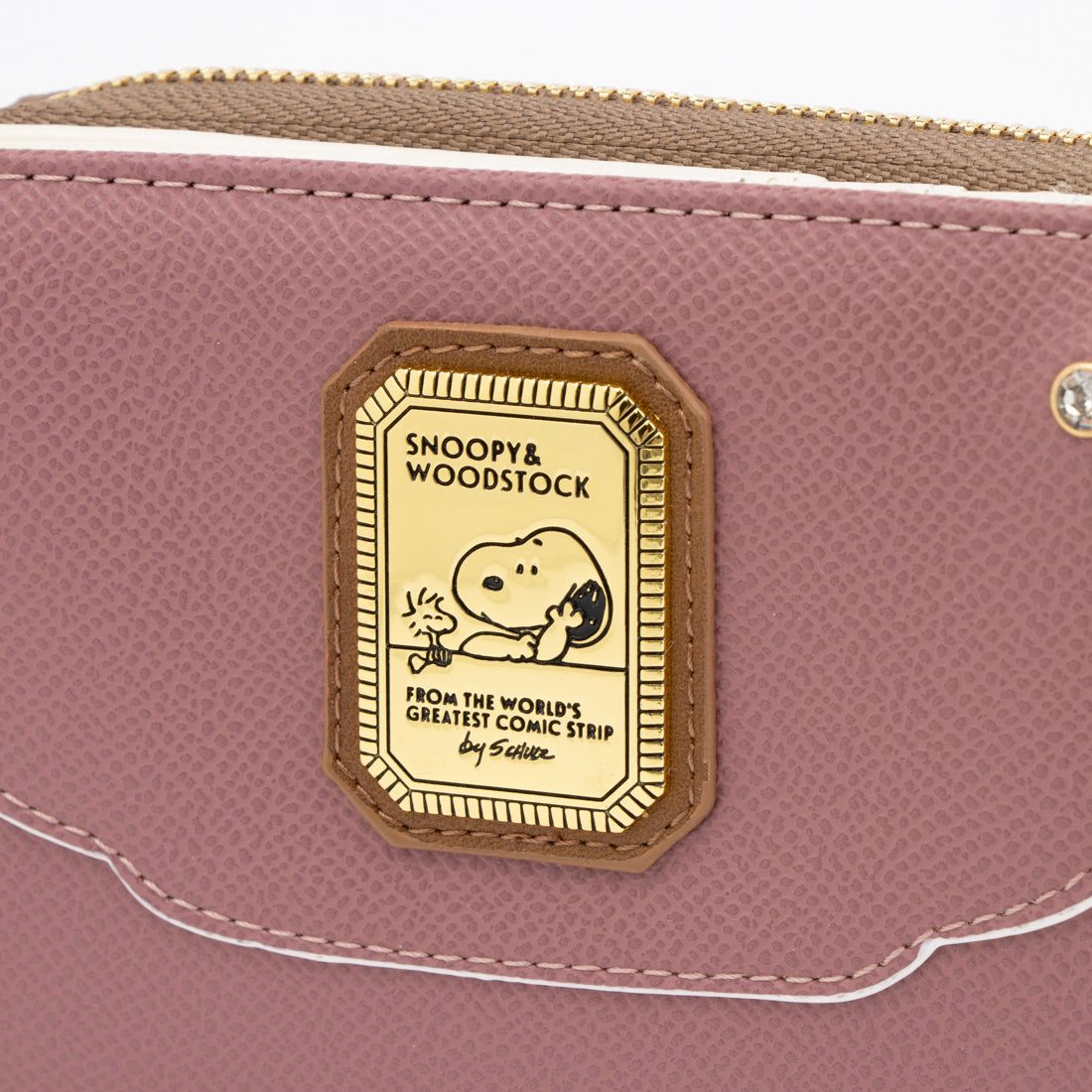 ピーナッツ PEANUTS 財布 レディース 二つ折り 人気 キャラクター SNOOPY ブローチ (パープル) パープル