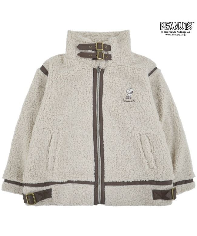 ピーナッツ PEANUTS スヌーピー ジャケット ボア フリース アウター 長袖 刺繍 SNOOPY PEANUTS