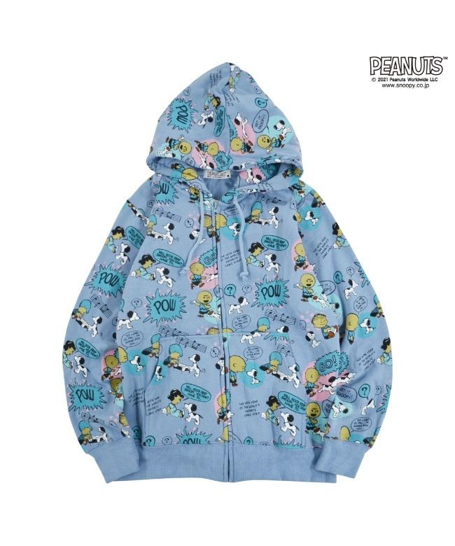 ピーナッツ PEANUTS スヌーピー パーカー 総柄 裏起毛 ZIP 冬 PEANUTS フード SNOOPY 長袖