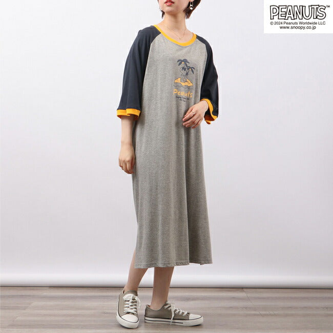 すぬーぴー様 Peanuts PEANUTS Snoopy Raglan Super BIG Shirt One Piece Peanuts PEANUT