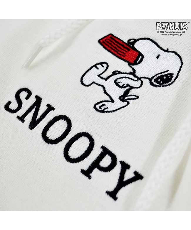 ピーナッツ PEANUTS スヌーピー Tパーカー ドロップショルダー コスプレ なりきり 刺繍 SNOOPY PEANUTS (オフホワイト×ブラック) オフホワイト×ブラック