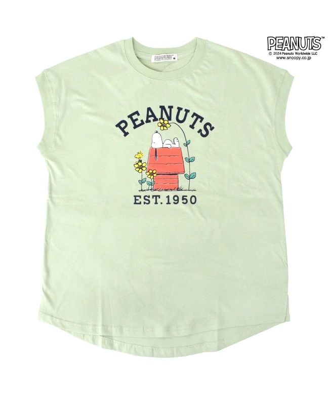 ピーナッツ PEANUTS スヌーピー Tシャツ ノースリーブ トップス プリント ウッドストック 夏 SNOOPY PEANUTS