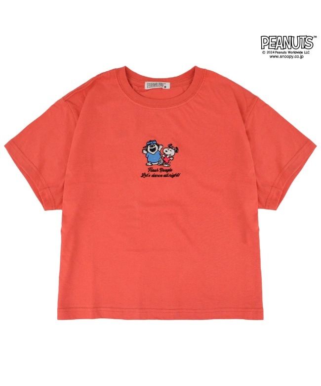 PEANUTS PEANUTS Snoopy PEANUTS Olaf Top Short Sleeve Cropped T-Shirt Short Length Mini T Mini Length Chibi T Embroidery Summer SNOOPY PEANUTS