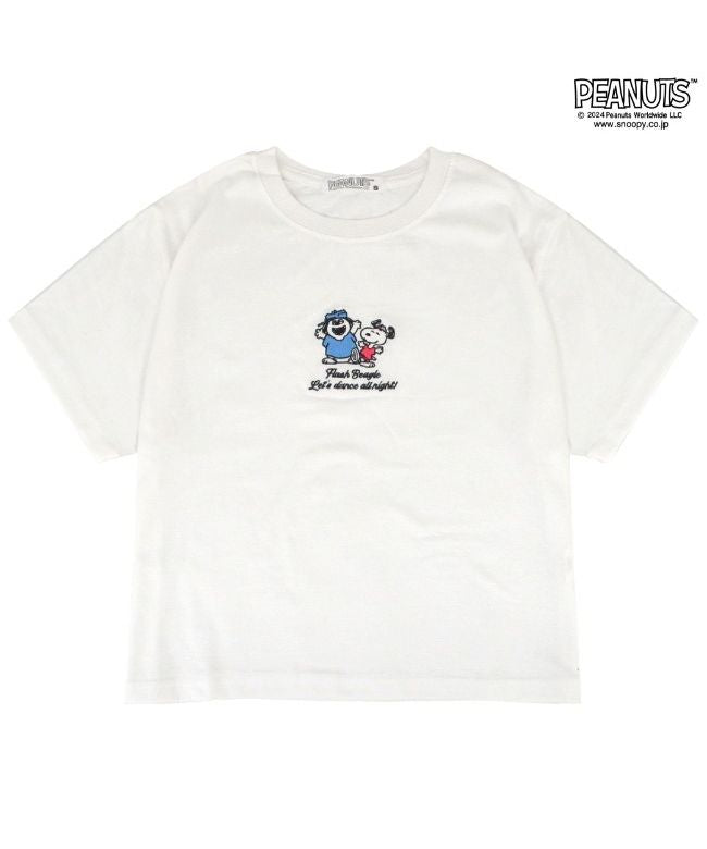 PEANUTS PEANUTS Snoopy PEANUTS Olaf Top Short Sleeve Cropped T-Shirt Short Length Mini T Mini Length Chibi T Embroidery Summer SNOOPY PEANUTS