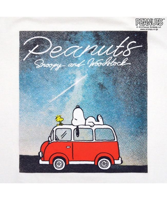 ピーナッツ PEANUTS スヌーピー Tシャツ 半袖 トップス プリント ギター 星 フォト 写真 SNOOPY PEANUTS