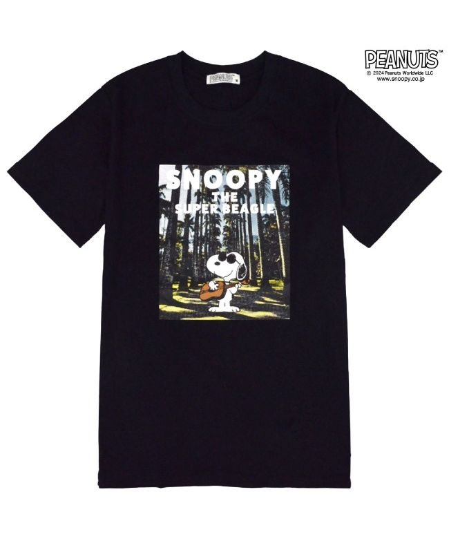 ピーナッツ PEANUTS スヌーピー Tシャツ 半袖 トップス プリント ギター 星 フォト 写真 SNOOPY PEANUTS