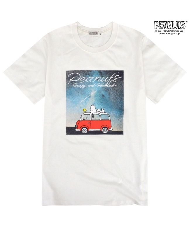 ピーナッツ PEANUTS スヌーピー Tシャツ 半袖 トップス プリント ギター 星 フォト 写真 SNOOPY PEANUTS