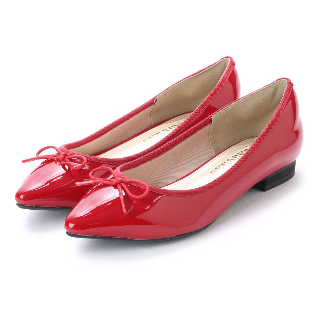 ペタンコ PETANKO ポインテッドトゥ バレエシューズ,レッド