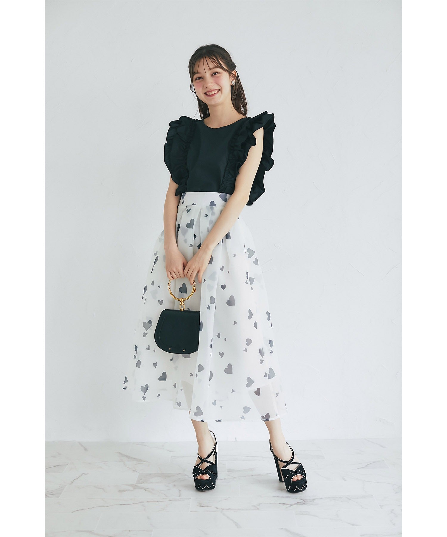 トッコクローゼット tocco closet サイドフリルブラウス (グレイッシュピンク) グレイッシュピンク