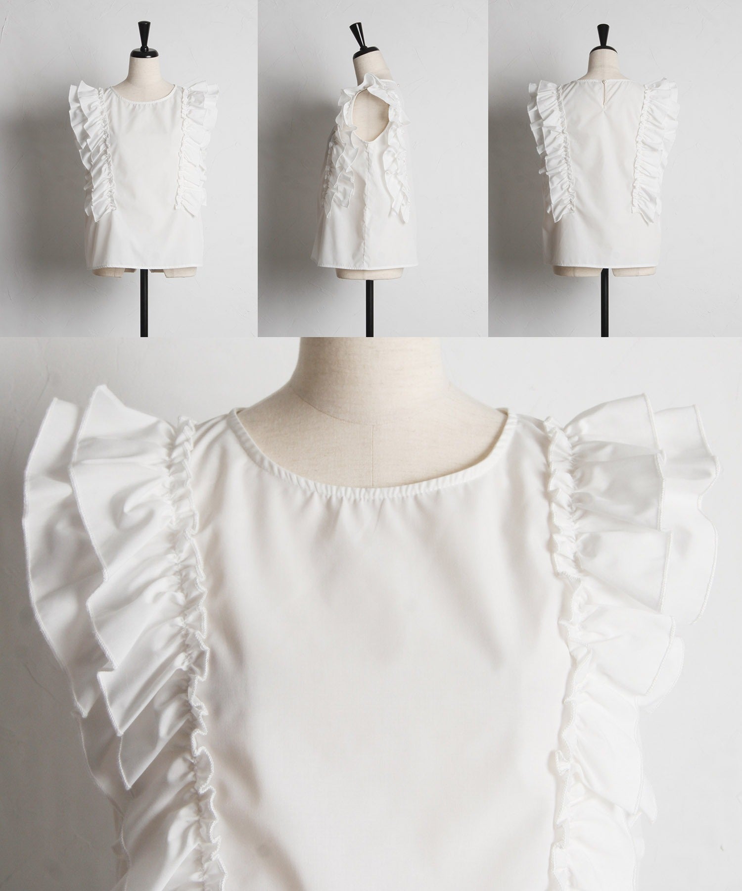 トッコクローゼット tocco closet サイドフリルブラウス (グレイッシュピンク) グレイッシュピンク