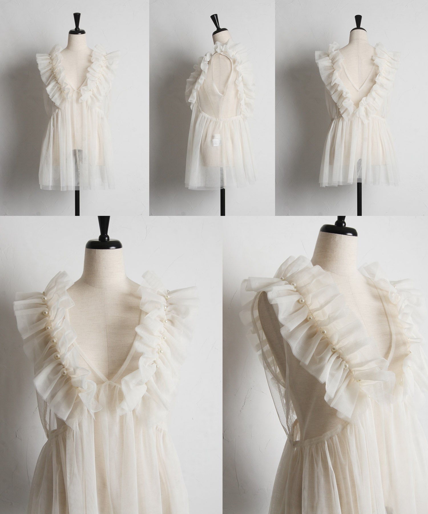 トッコクローゼット tocco closet パール付きチュールビスチェ (アイボリー) アイボリー