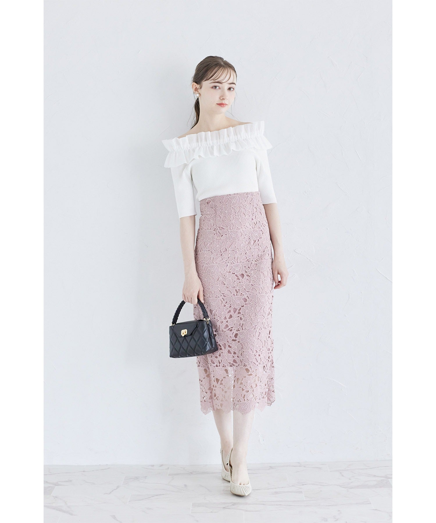 トッコクローゼット tocco closet 接触冷感♪2WAYフリルオフショル付きリブニットプルオーバー