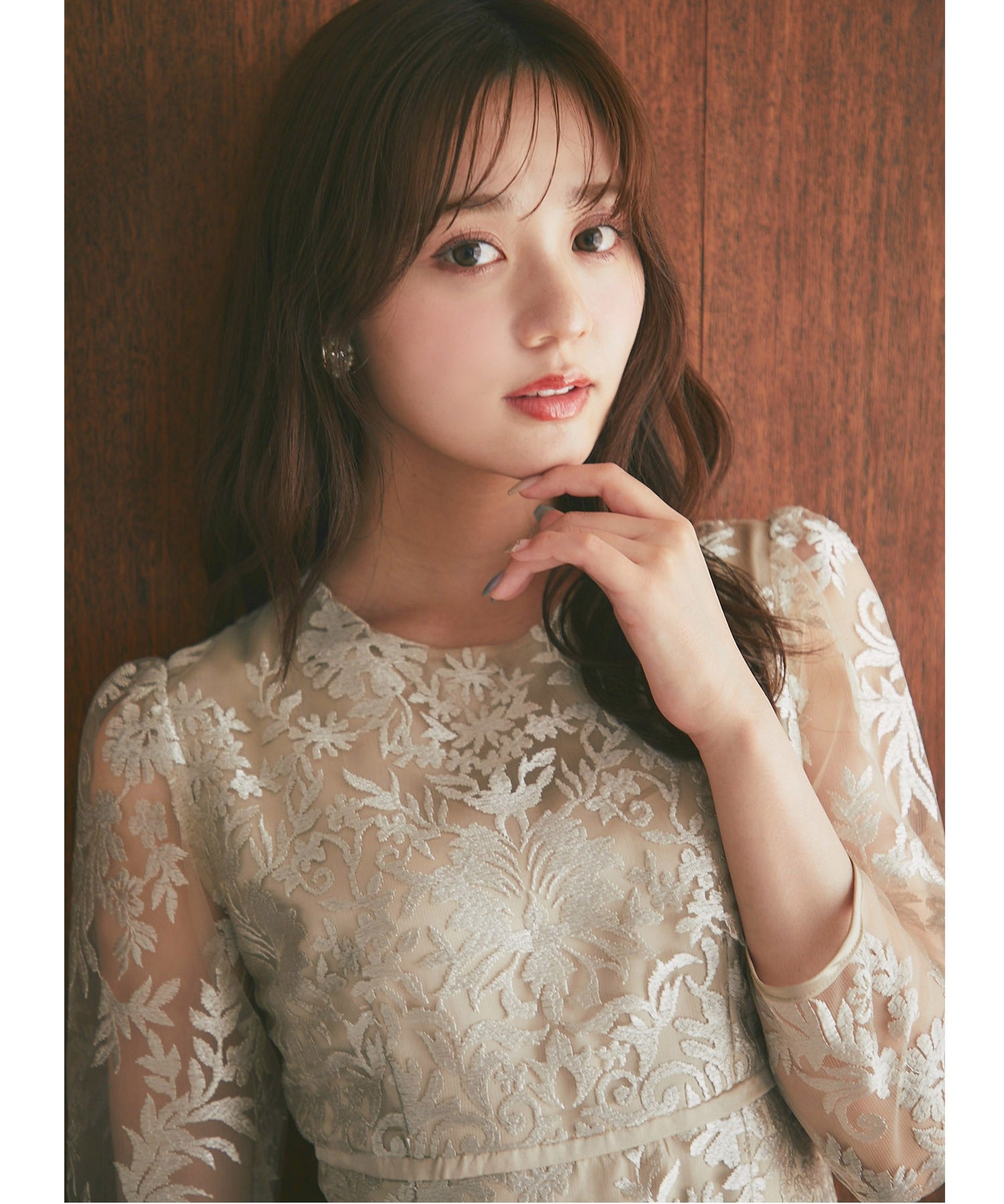 トッコクローゼット tocco closet 取り外し可能な立体フラワー襟付きレースワンピース (シャンパンゴールド) シャンパンゴールド