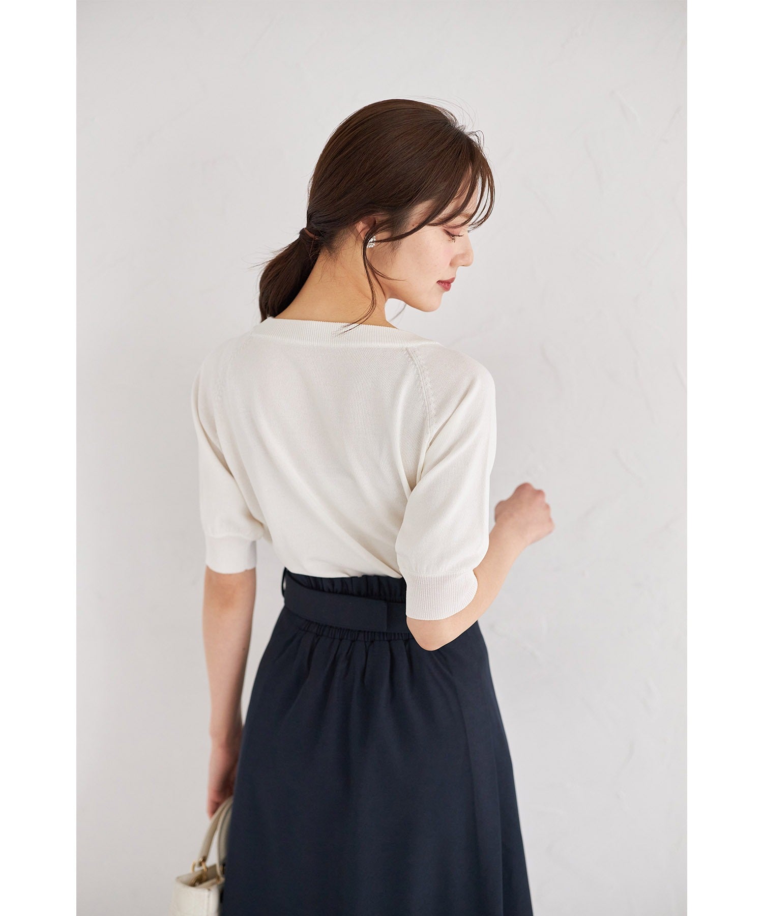 トッコクローゼット tocco closet クリアビジュー付きニットプルオーバー ホワイト