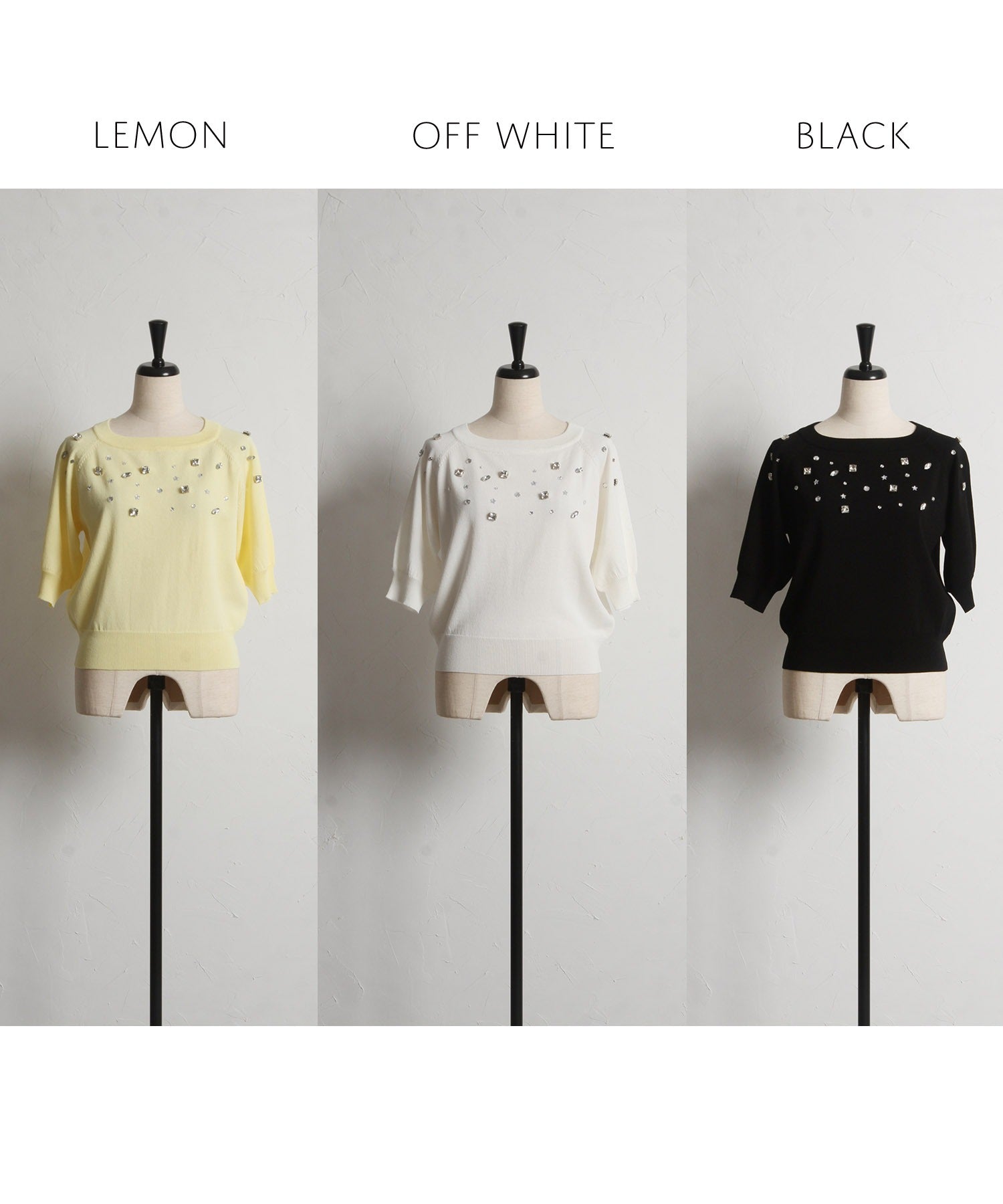 トッコクローゼット tocco closet クリアビジュー付きニットプルオーバー ホワイト