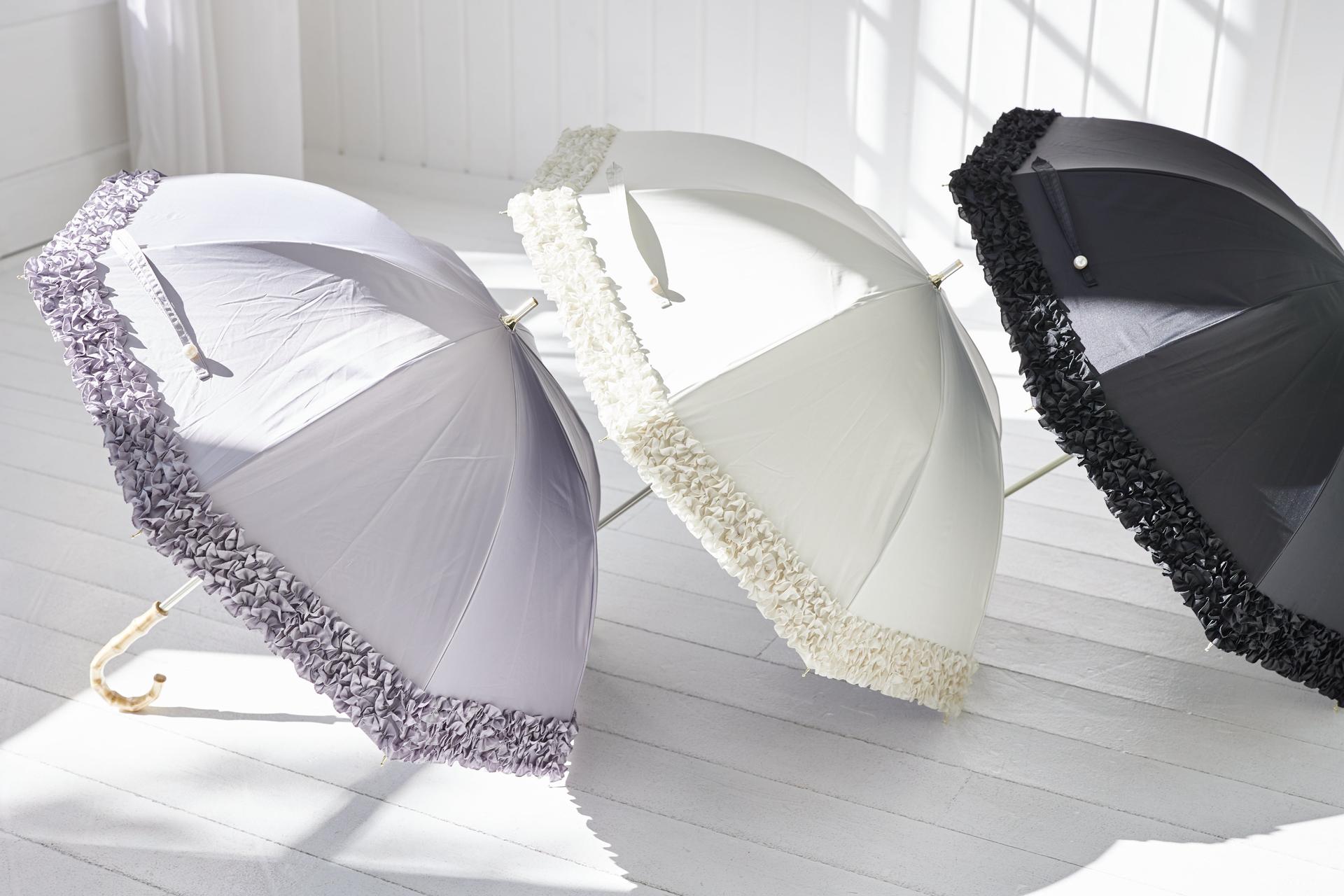 トッコクローゼット tocco closet 完全遮光100%&雨天兼用♪ホイップフリル長傘 ブラック