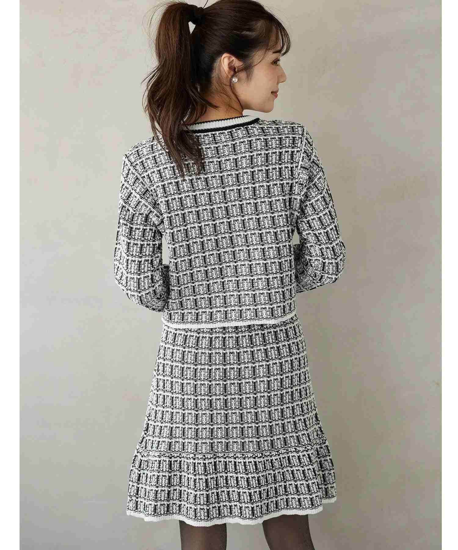 トッコクローゼット tocco closet 飾りポケット装飾ツイード風ニットミニスカート ブラック