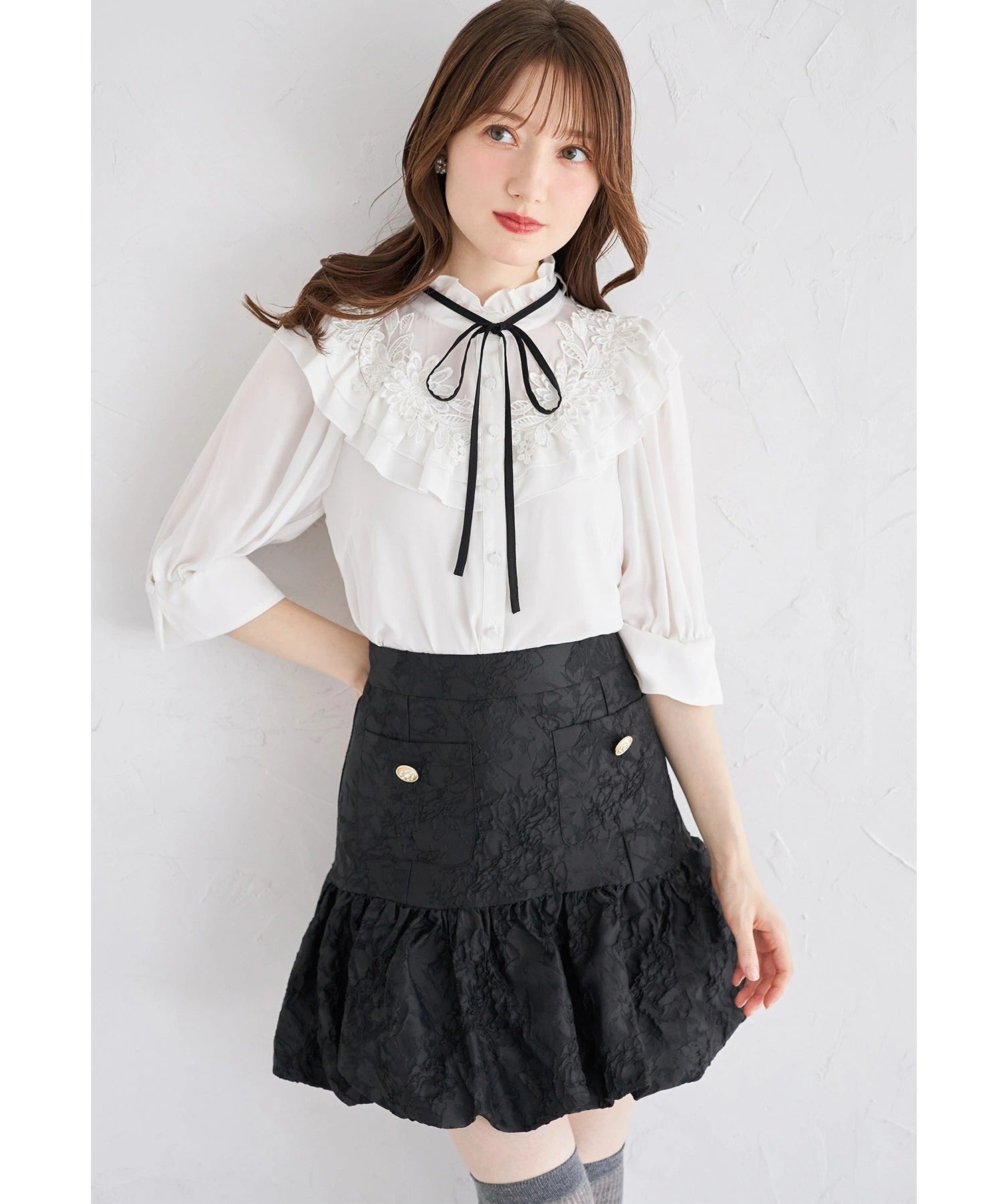 トッコクローゼット tocco closet ポケット付きインナーパンツ仕様バルーンミニスカート ブラック