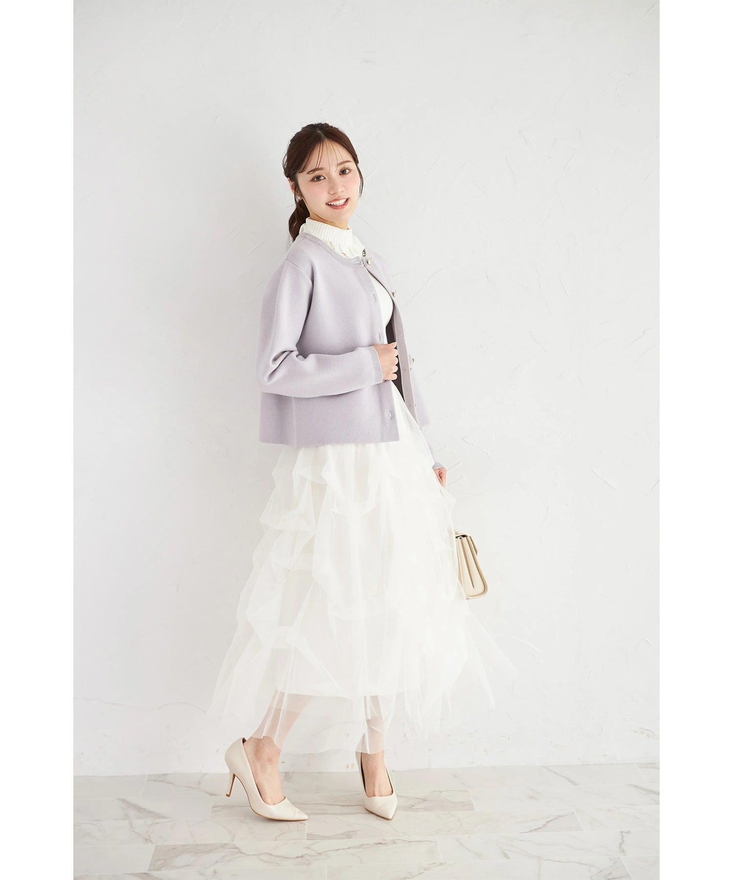 トッコクローゼット tocco closet チュールタックバルーンスカート ホワイト