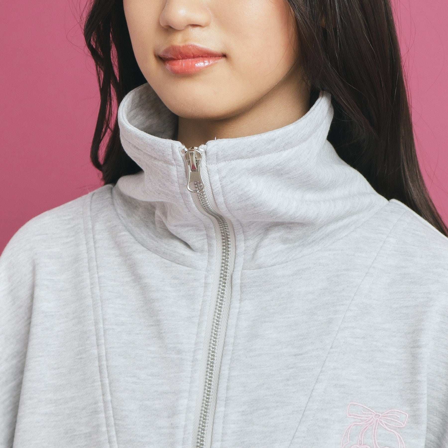 ピンク ラテ PINK-latte 【セットアイテム】ハーフジップ&フリルスカート