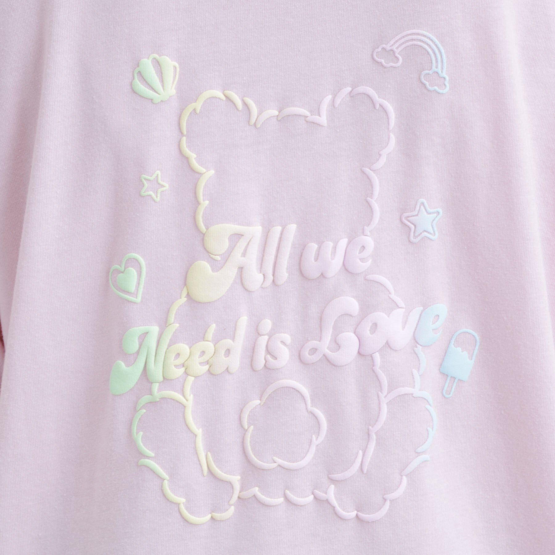 ピンク ラテ PINK-latte 接触冷感 グラデーションくまちゃん発砲ビッグTシャツ (チャコールグレー(014)) チャコールグレー(014)