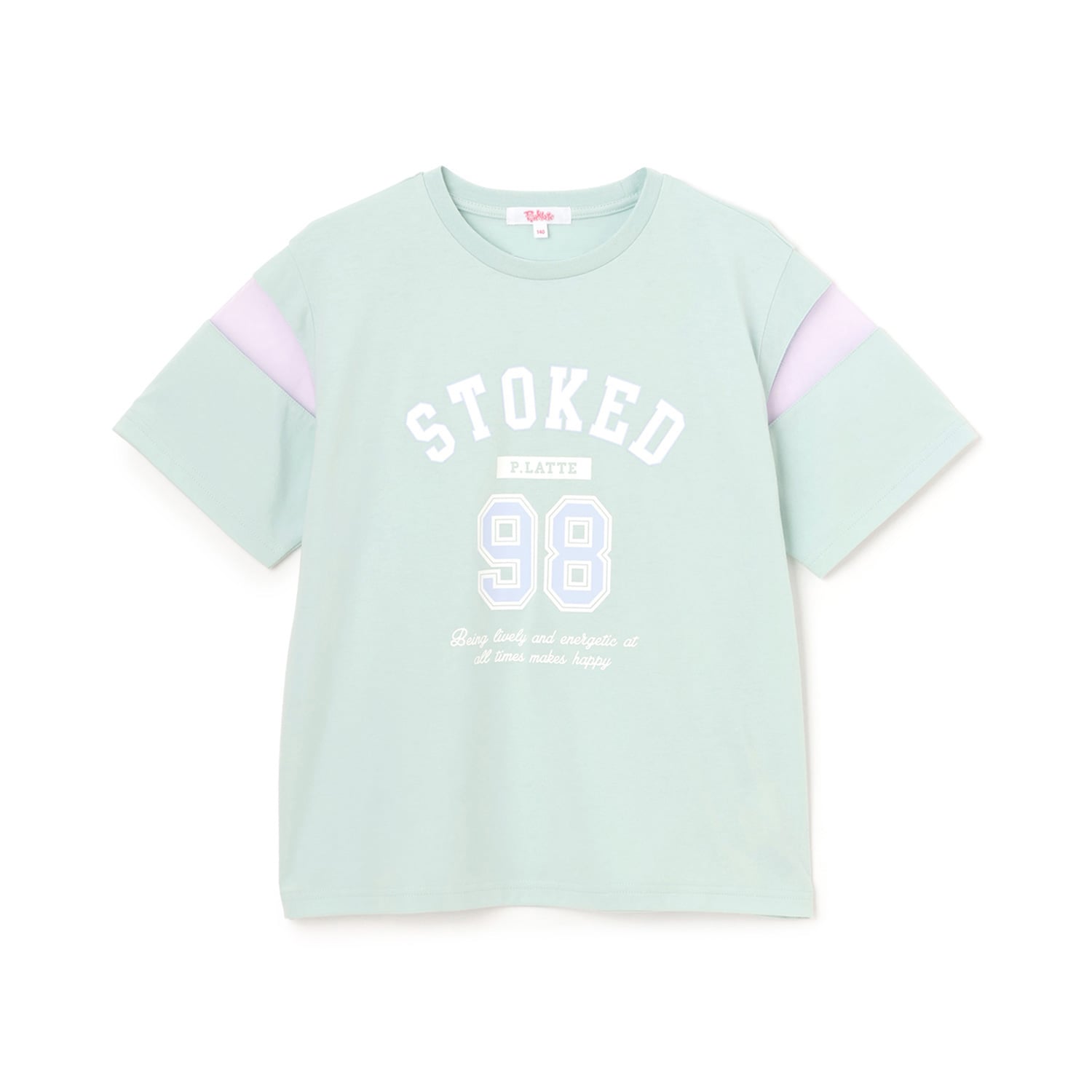 ピンク ラテ PINK-latte 袖チュール切替ナンバリング半袖Tシャツ (黒) 黒