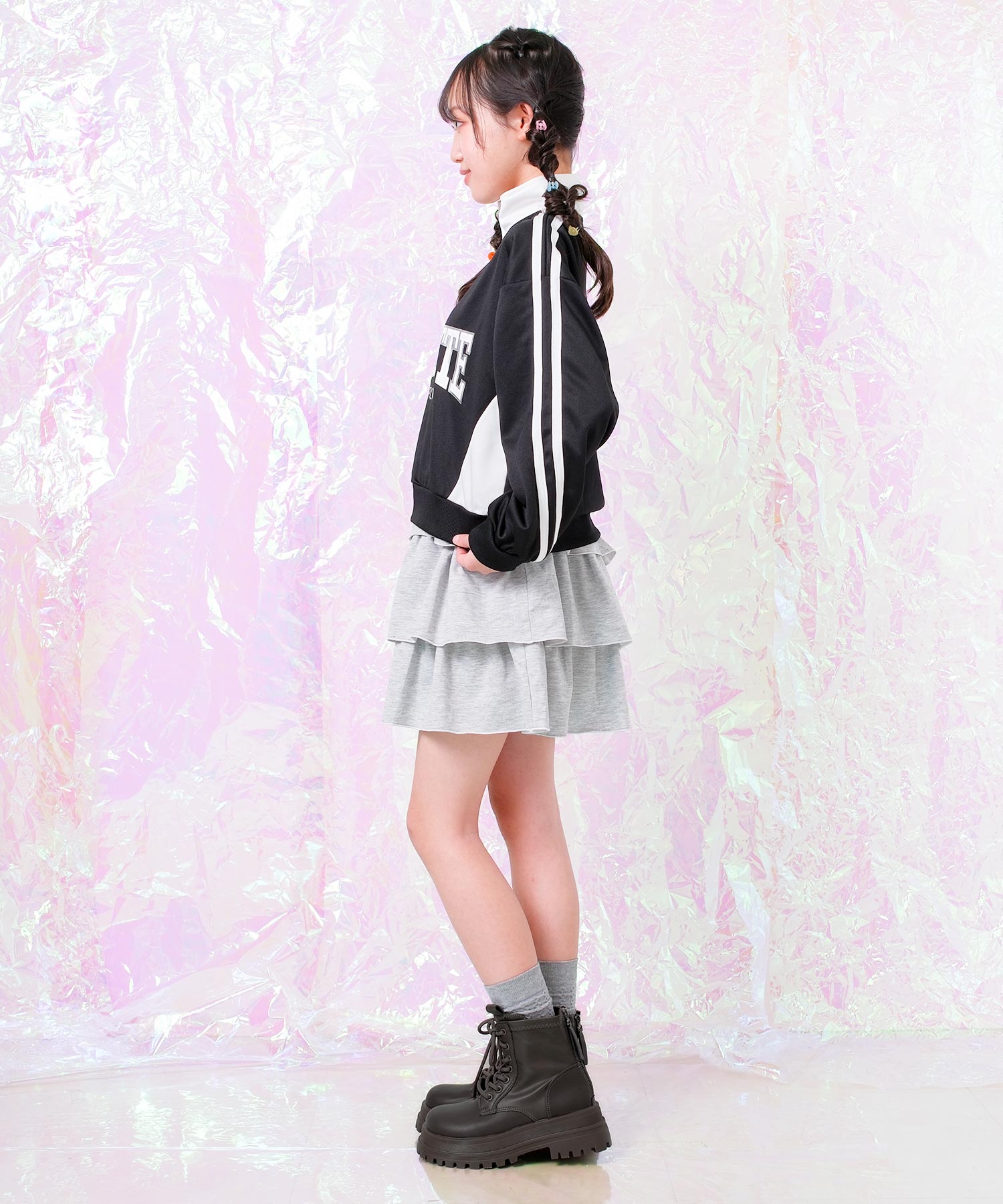 ピンク ラテ PINK-latte PINK latte SPORT 袖ラインハーフジップジャージ (5) 5