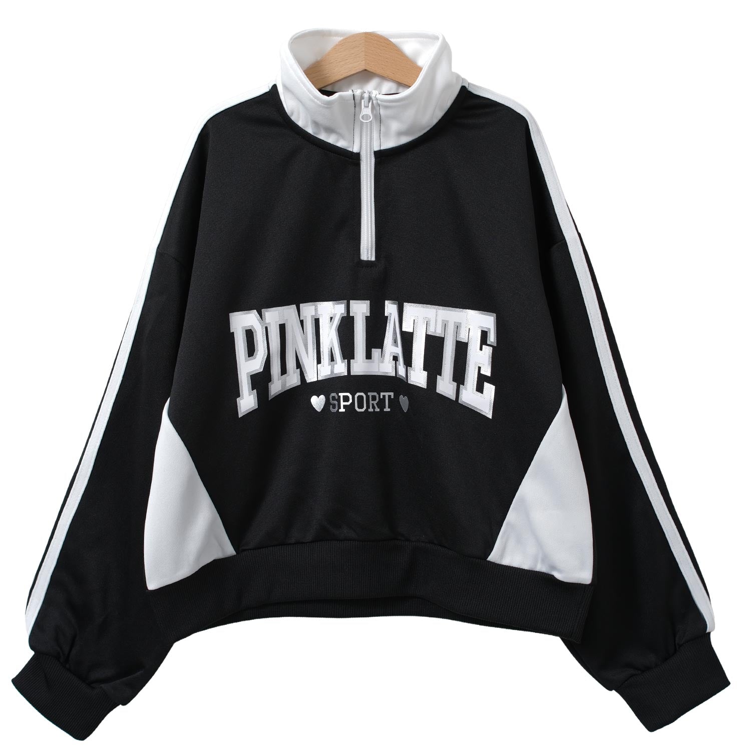 ピンク ラテ PINK-latte PINK latte SPORT 袖ラインハーフジップジャージ (5) 5