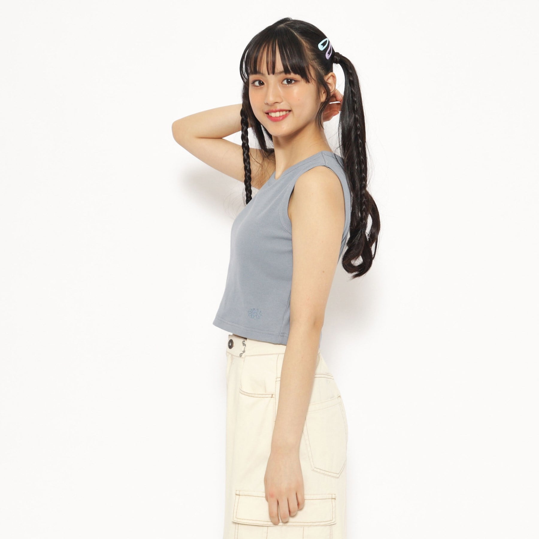 ピンク ラテ PINK-latte 【パッド付】テレコアメリカンスリーブタンク