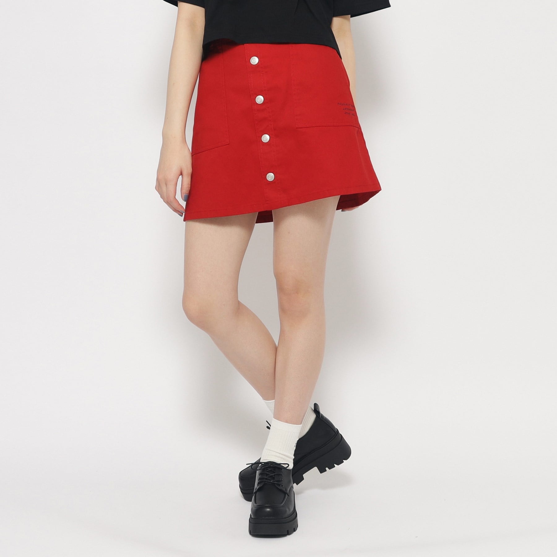 ピンク ラテ PINK-latte 【アジャスターあり】前ボタンスカート