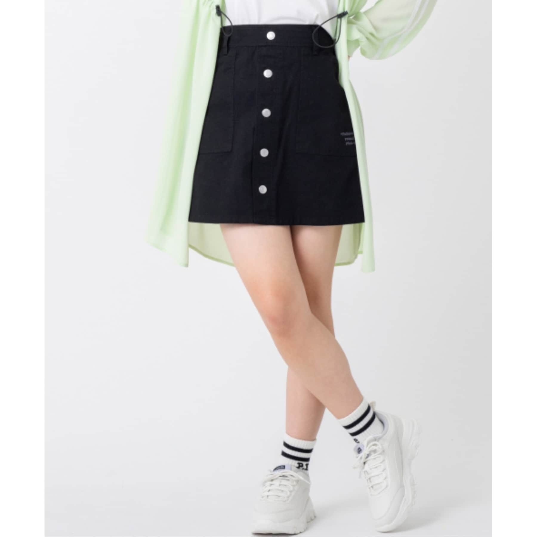 ピンク ラテ PINK-latte 【アジャスターあり】前ボタンスカート