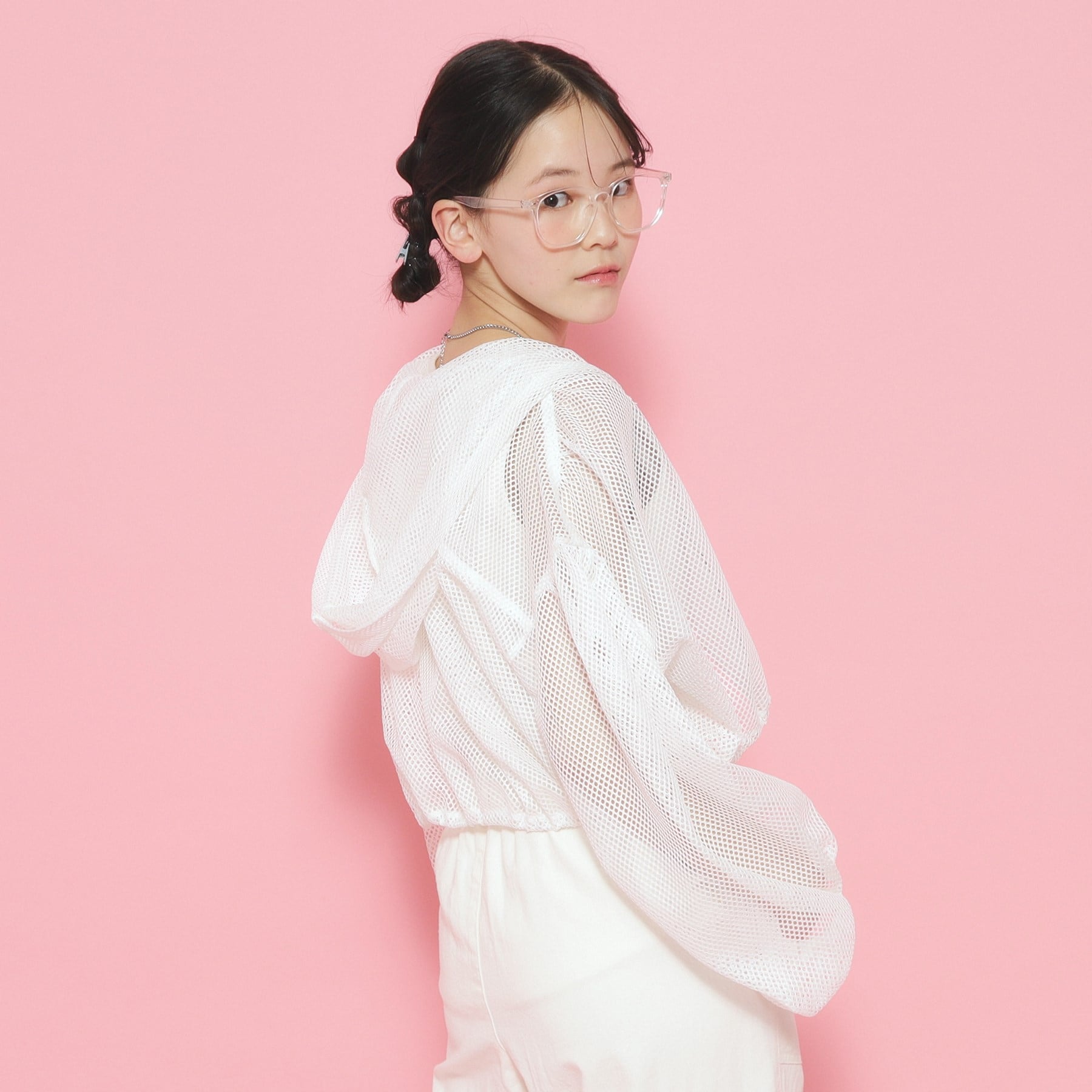 ピンク ラテ PINK-latte カットメッシュZIPパーカー (ピンク(071)) ピンク(071)