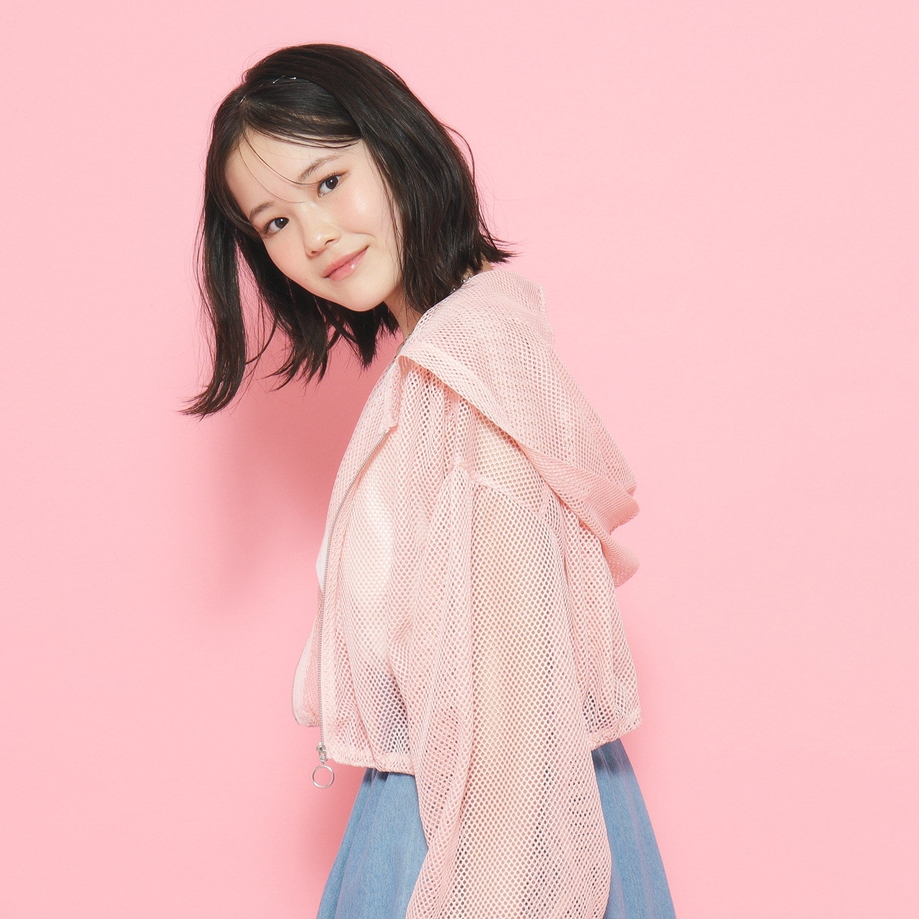 ピンク ラテ PINK-latte カットメッシュZIPパーカー (ピンク(071)) ピンク(071)