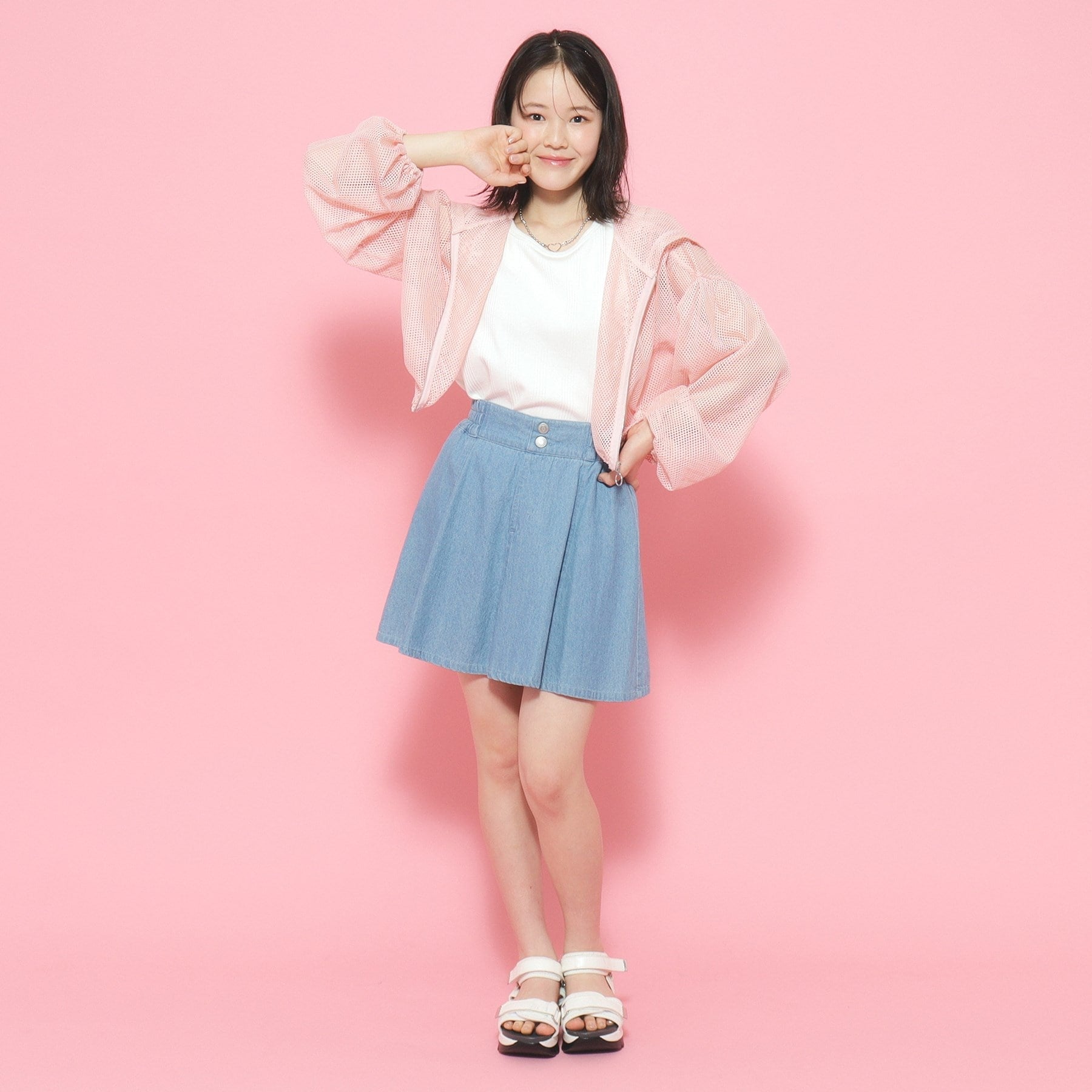 ピンク ラテ PINK-latte カットメッシュZIPパーカー (ピンク(071)) ピンク(071)