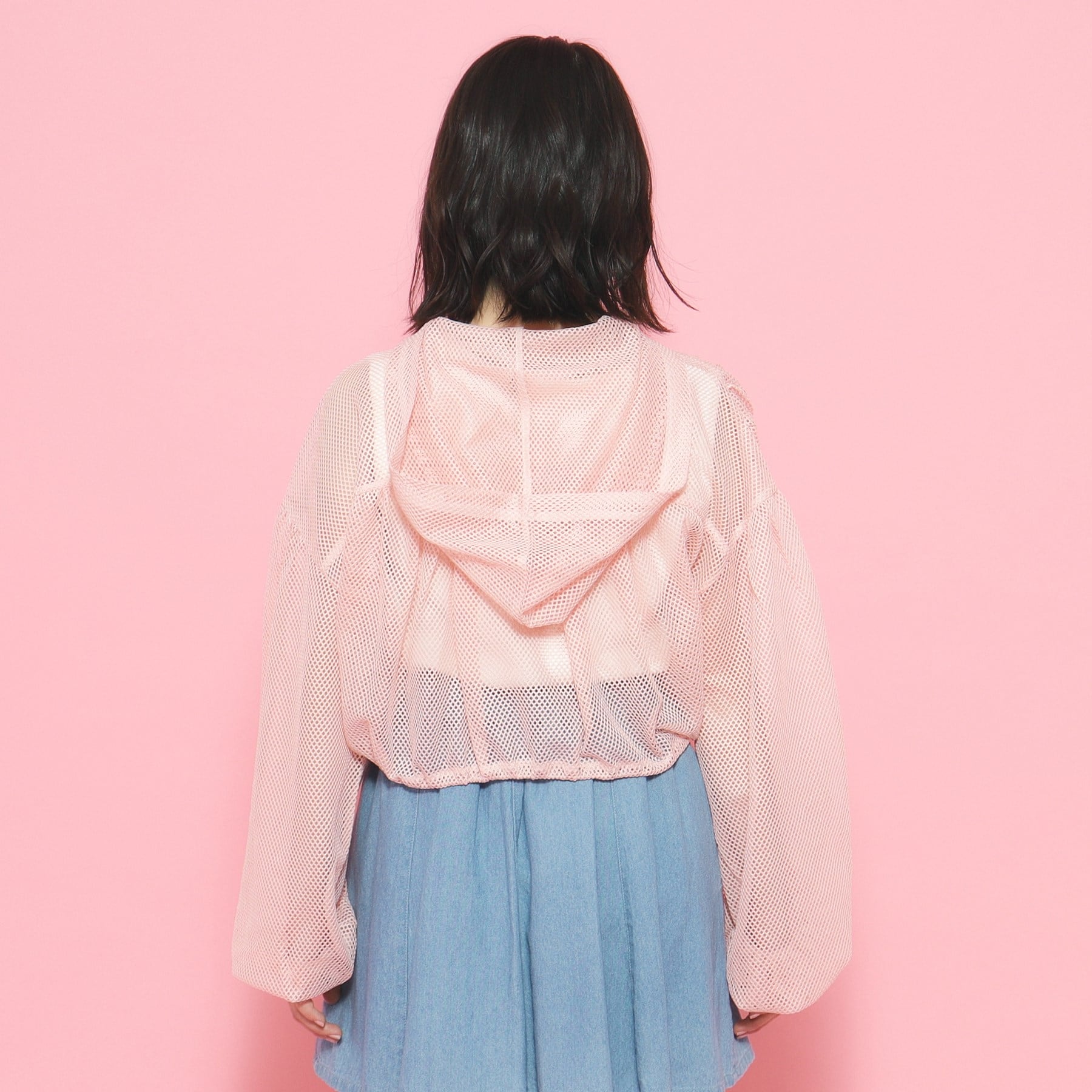ピンク ラテ PINK-latte カットメッシュZIPパーカー (ピンク(071)) ピンク(071)