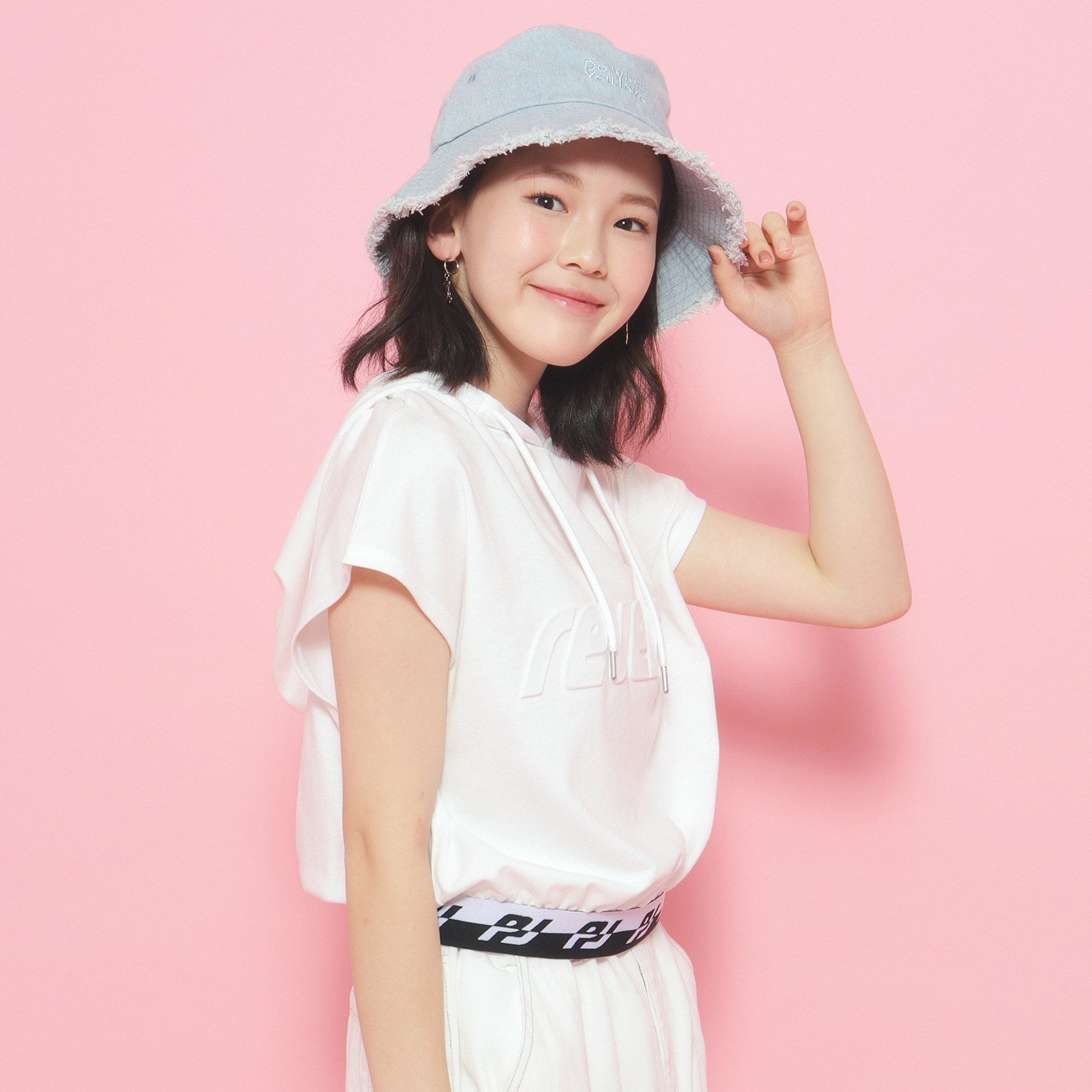 ピンク ラテ PINK-latte フレンチスリーブフーディプルオーバー