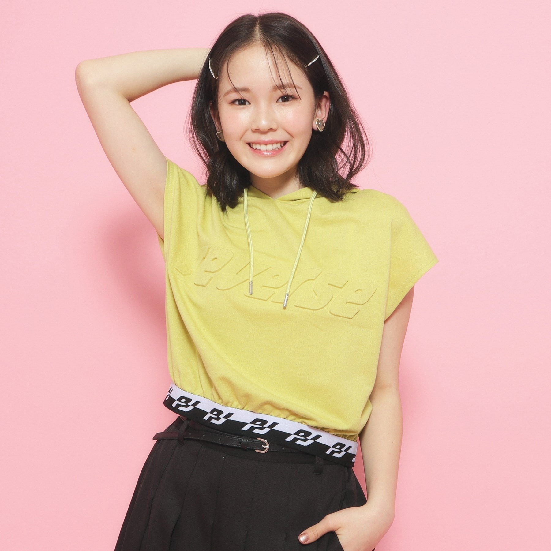 ピンク ラテ PINK-latte フレンチスリーブフーディプルオーバー