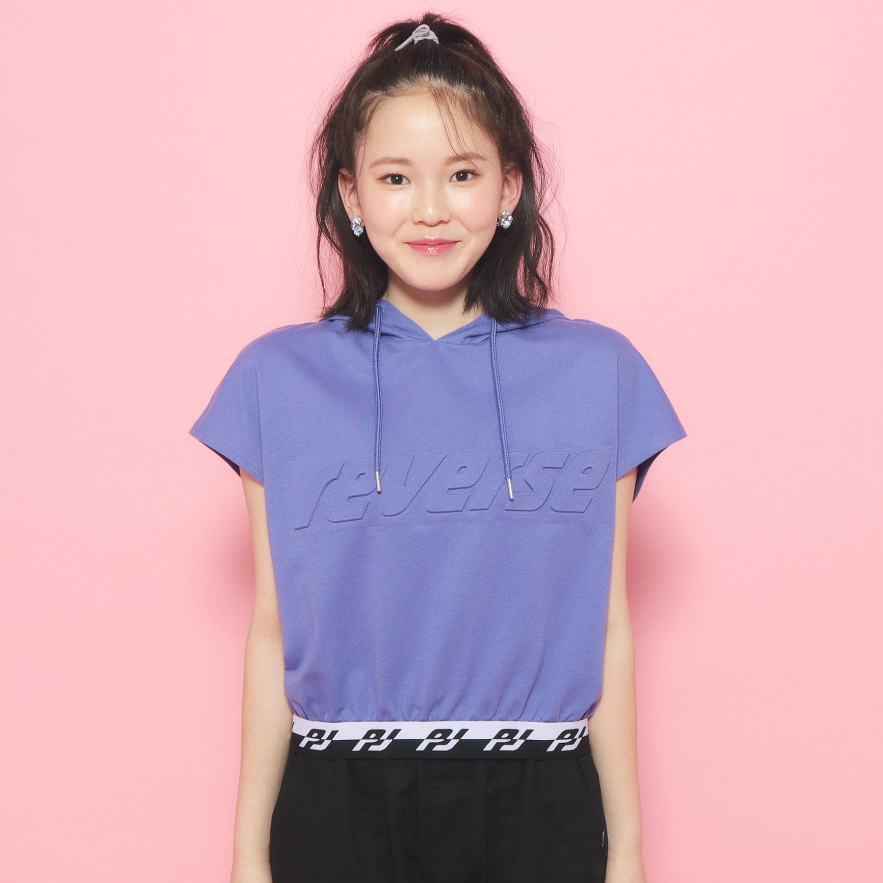 ピンク ラテ PINK-latte フレンチスリーブフーディプルオーバー