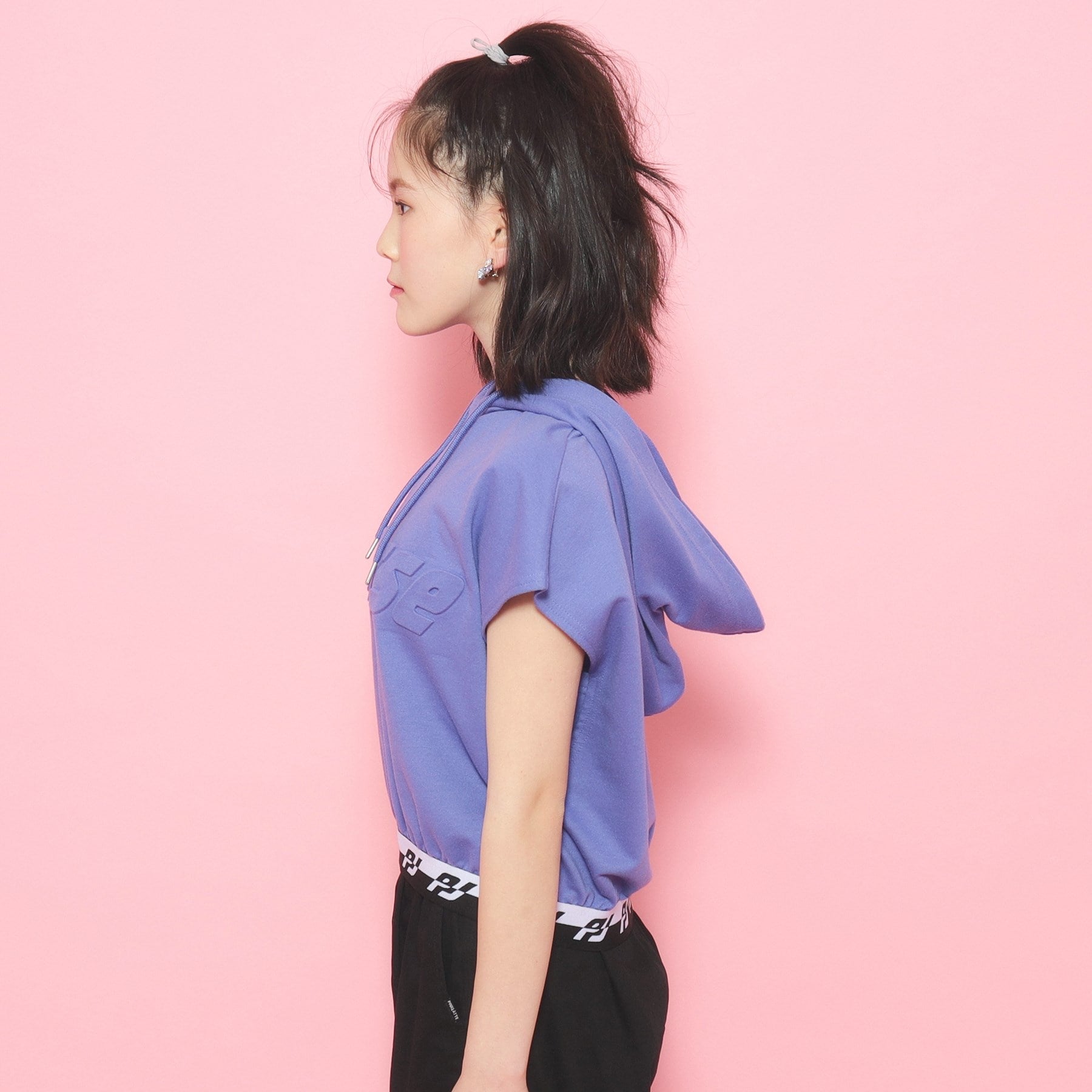 ピンク ラテ PINK-latte フレンチスリーブフーディプルオーバー