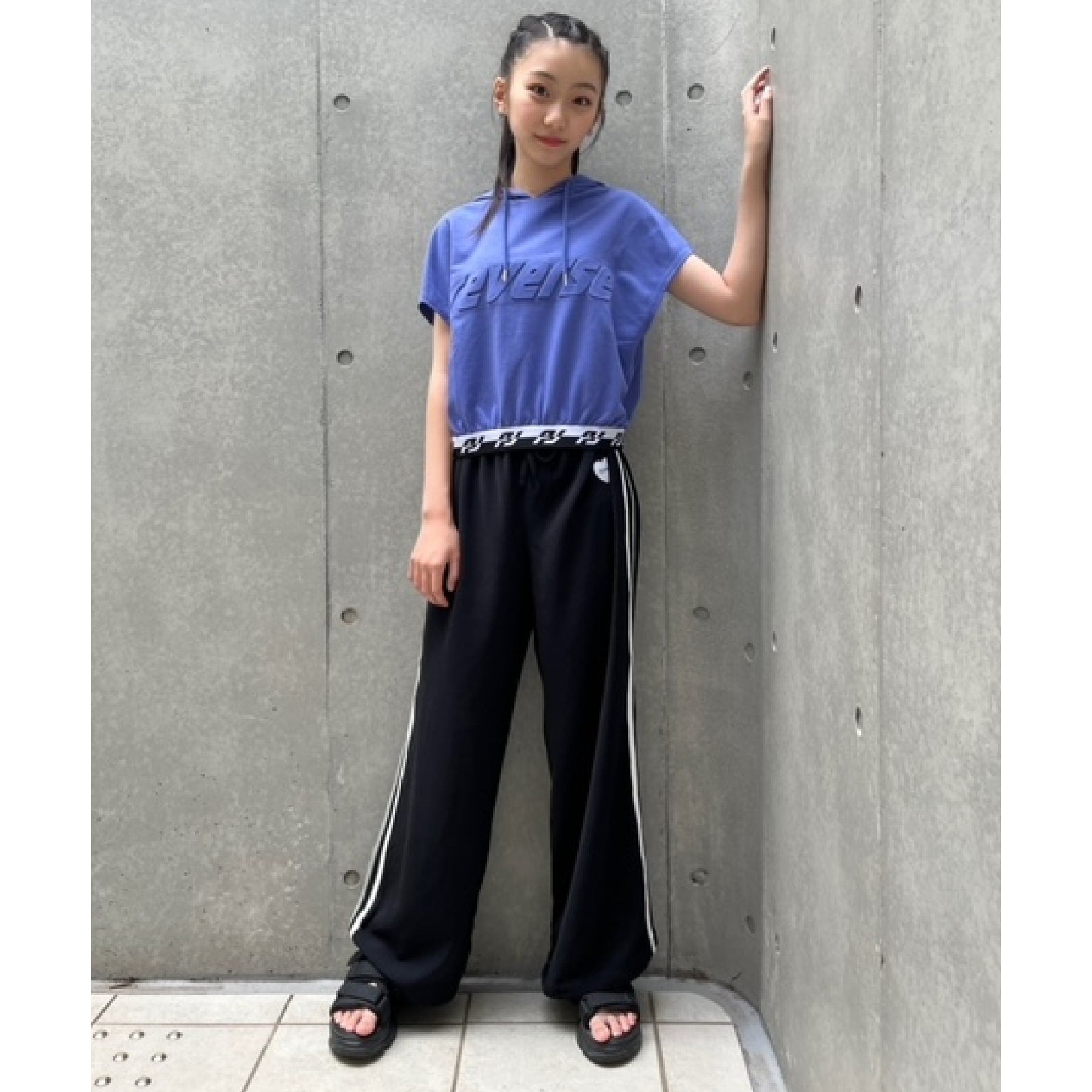 ピンク ラテ PINK-latte フレンチスリーブフーディプルオーバー