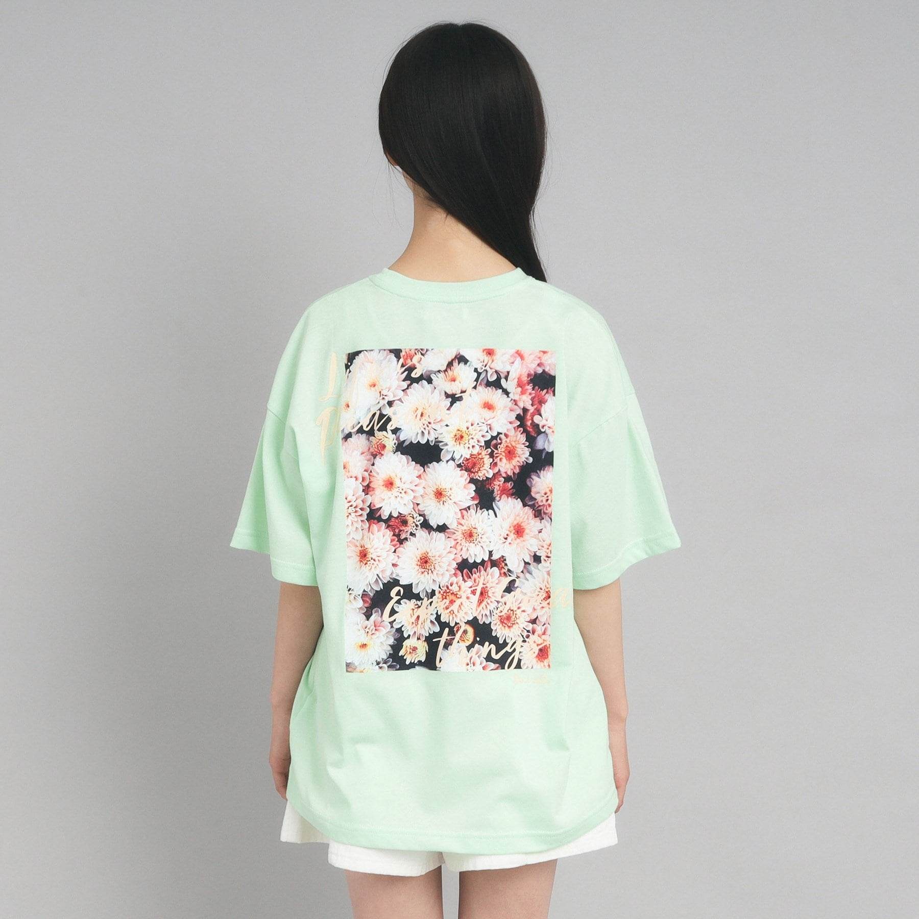 ピンク ラテ PINK-latte バックフォトプリントTシャツ