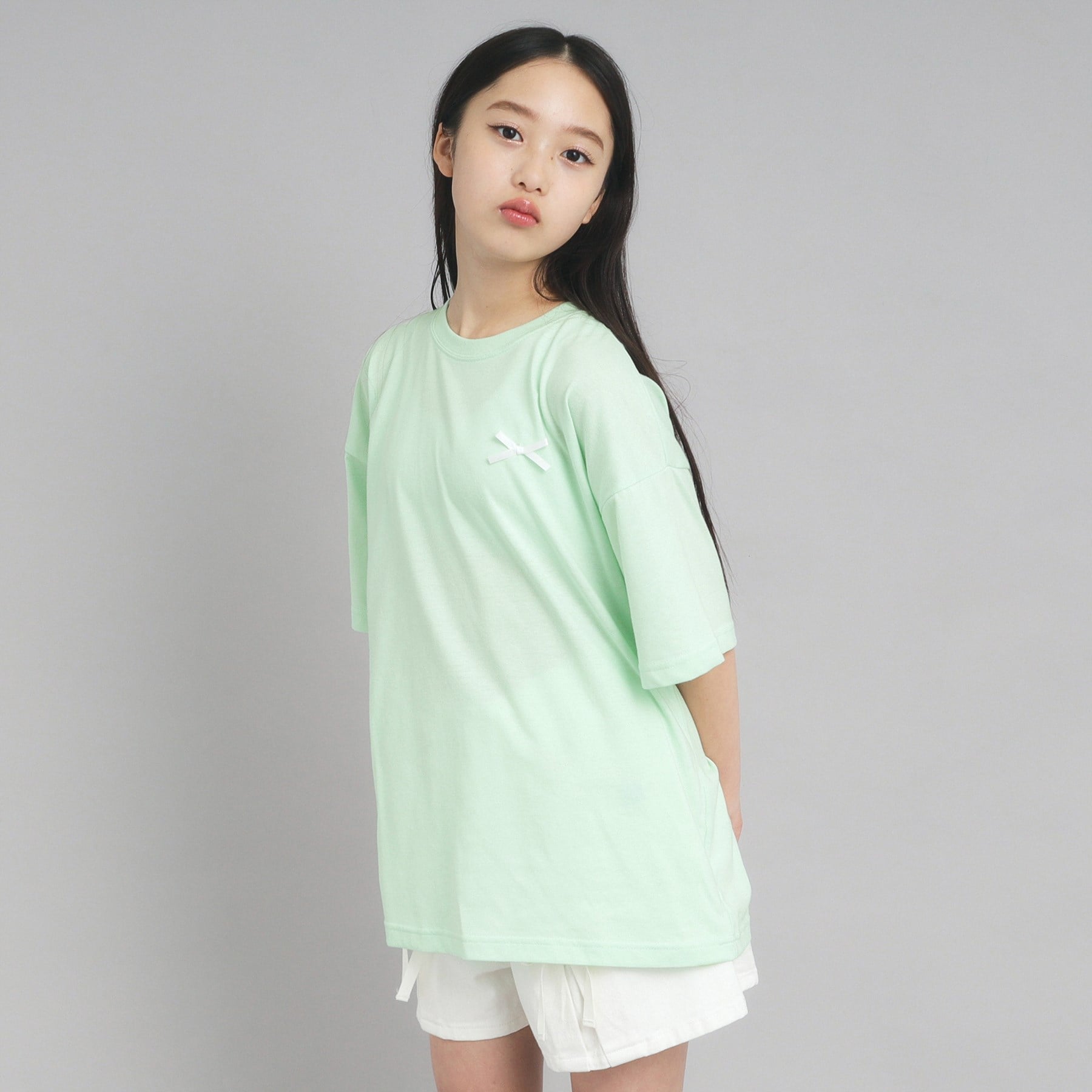 ピンク ラテ PINK-latte バックフォトプリントTシャツ