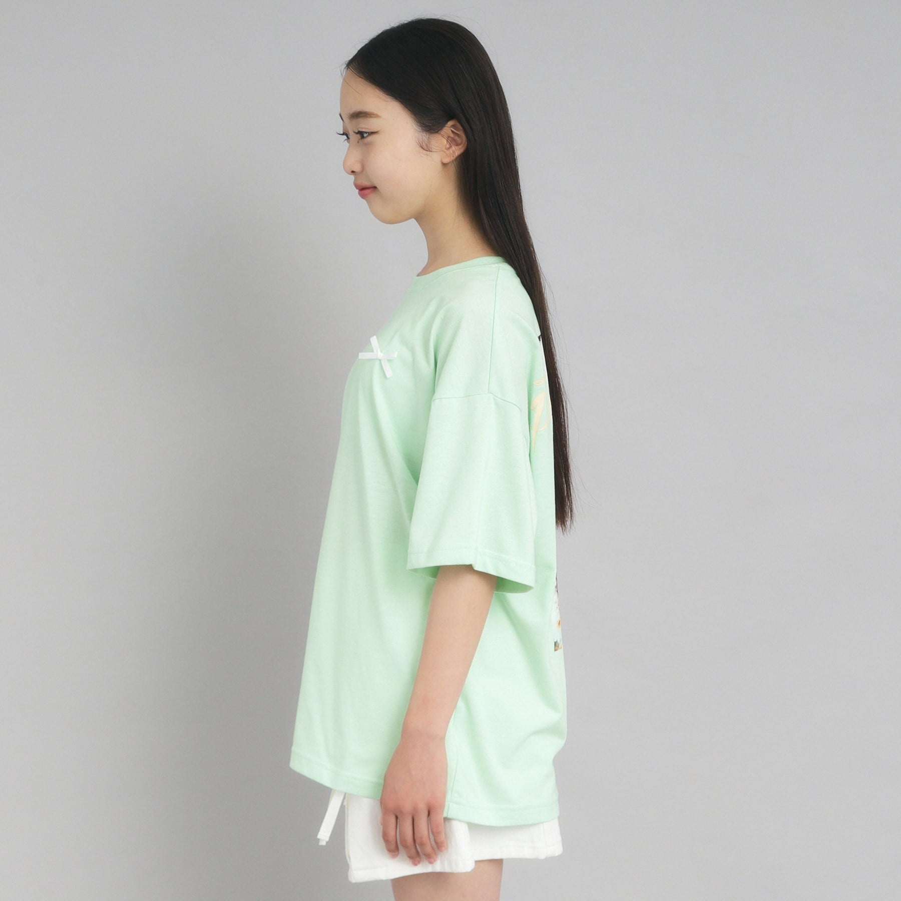 ピンク ラテ PINK-latte バックフォトプリントTシャツ