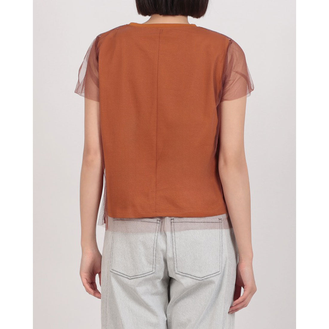 ピッツオ ビアンコ Pizzo Bianco チュールドッキングカットソー (ブラウン) ブラウン