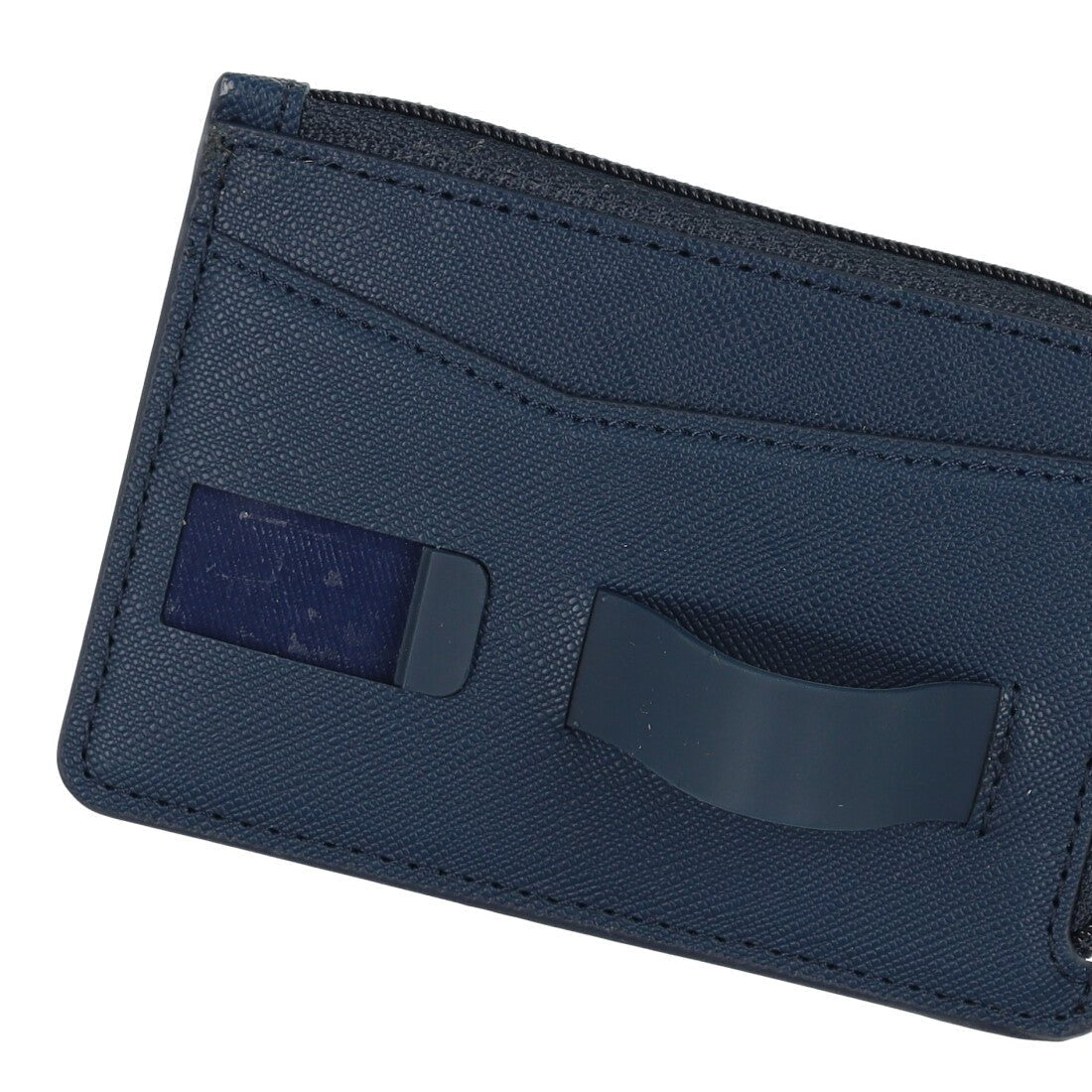 ピタング pitang magsafe カードケース 1枚 薄型 財布 小銭入れ L字ファスナー スマホグリップ スタンド機能 マグセーフ対応 iPhone アンドロイド (ネイビー) ネイビー