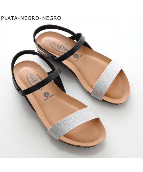プラクトン PLAKTON PLAKTON サンダル 715545 フラット コンフォートサンダル (PLATA-NEGRO-NEGRO) PLATA-NEGRO-NEGRO