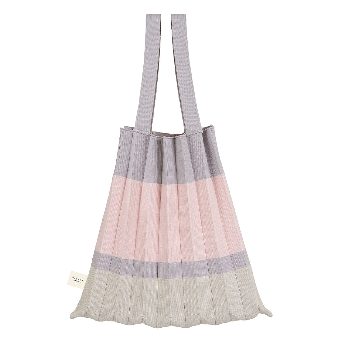 プリーツママ PLEATSMAMA ニットバッグ トートバッグ tote-block-pk-gy (PINK GREY) PINK GREY