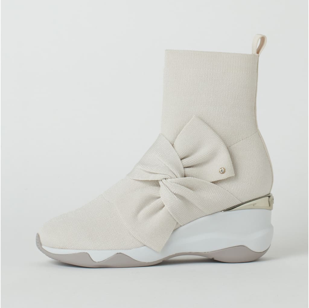 プラスダイアナ +diana 【撥水加工】ニットショートブーツ (アイボリー生地) アイボリー生地