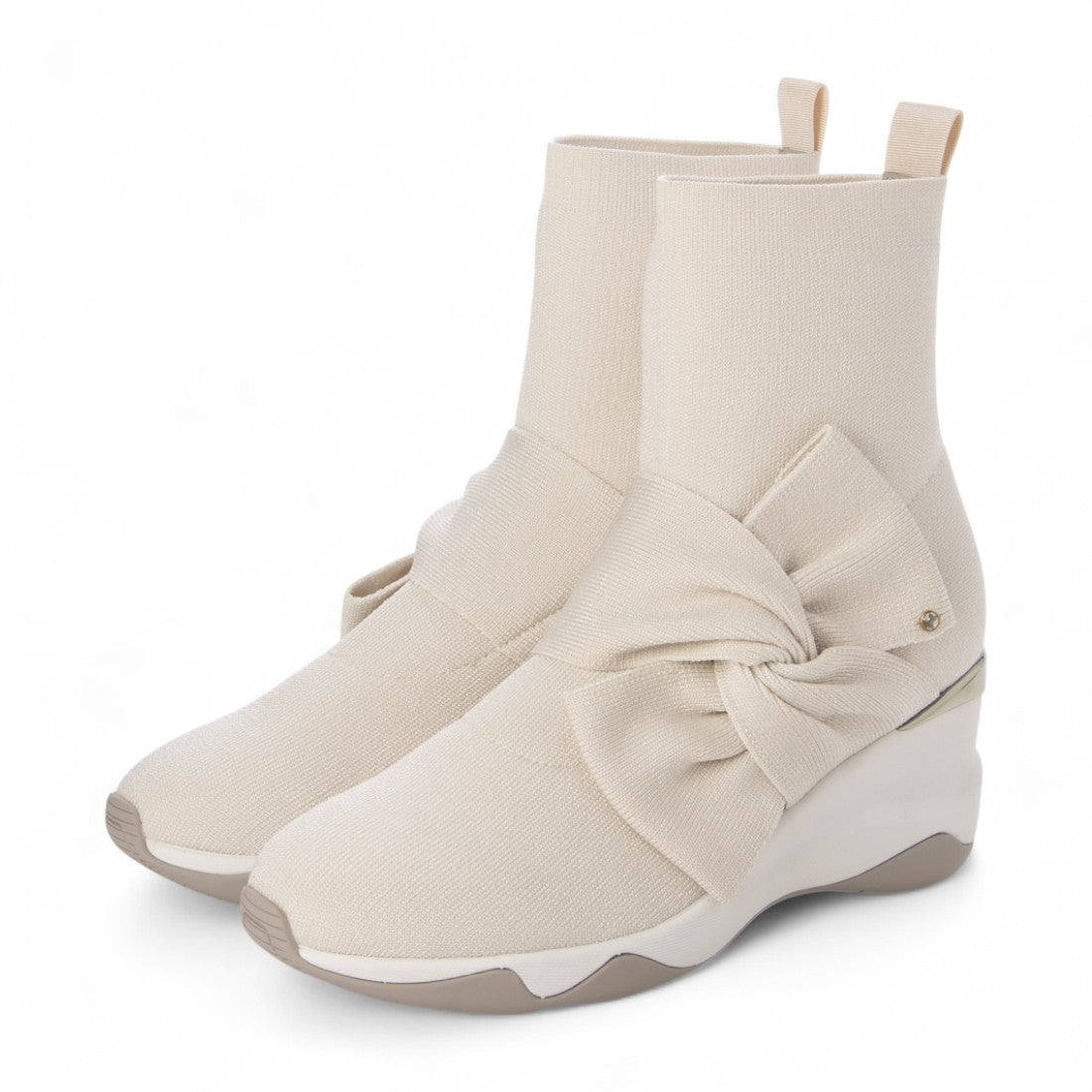 プラスダイアナ +diana 【撥水加工】ニットショートブーツ (アイボリー生地) アイボリー生地