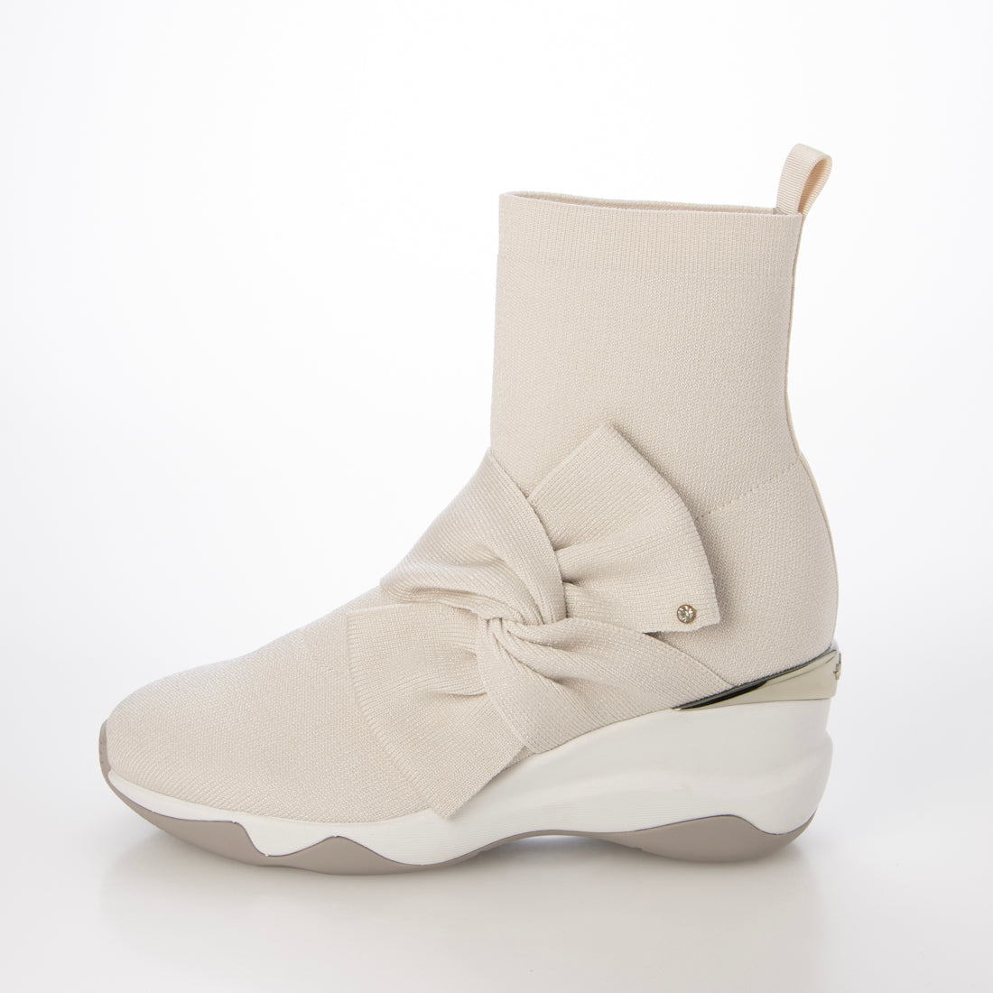 プラスダイアナ +diana 【撥水加工】ニットショートブーツ (アイボリー生地) アイボリー生地